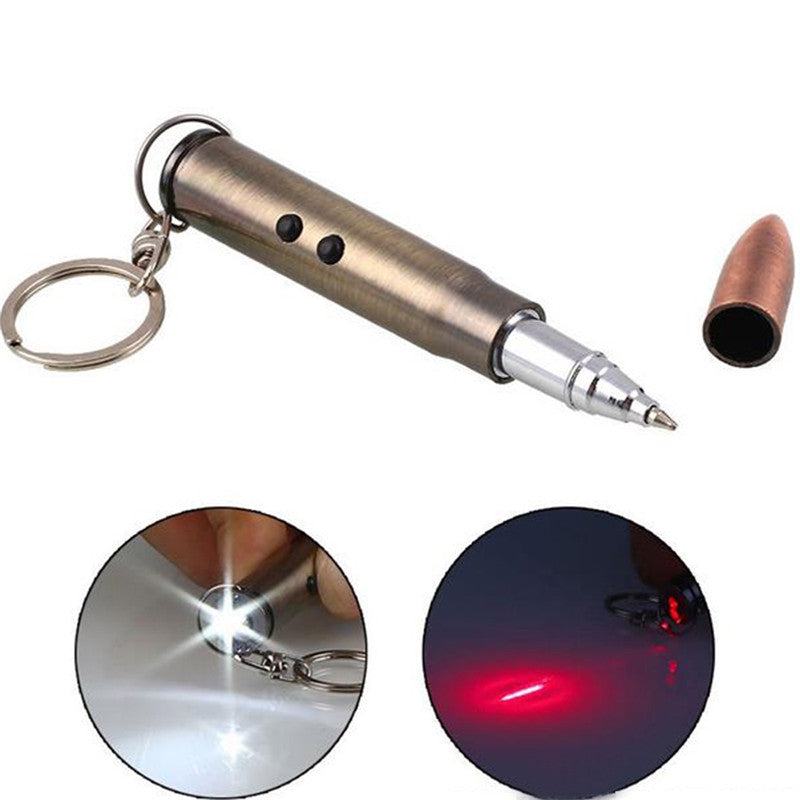 Bullet Keychain - 3in1 Laser Pointer LED Flashlight Ball Pen Key Chain - Tophatter Daily Deals