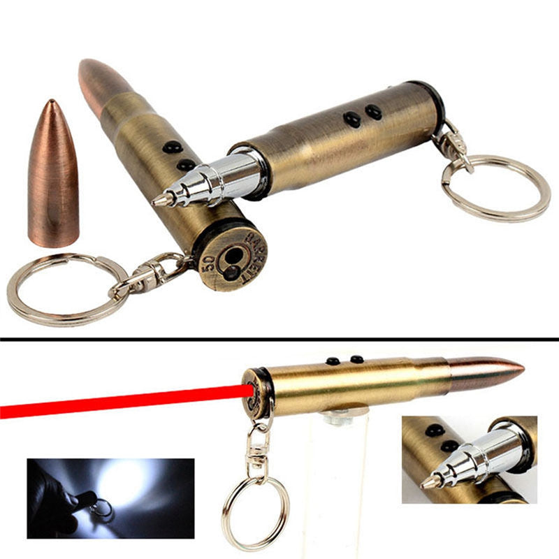 Bullet Keychain - 3in1 Laser Pointer LED Flashlight Ball Pen Key Chain - Tophatter Daily Deals