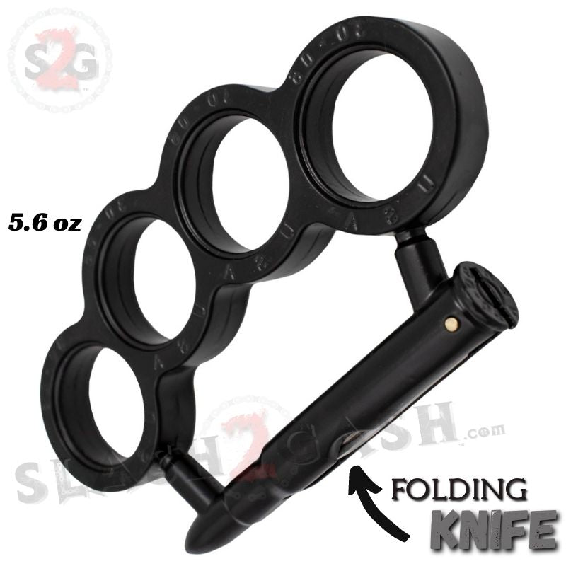 Bullet Knuckles w/ Hidden Knife 30-06 Caliber Paperweight - Black Belt Buckle - Tophatter Daily Deals