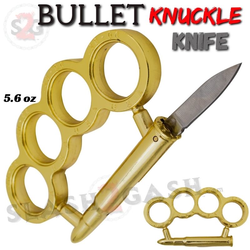 Bullet Knuckles w/ Hidden Knife Rifle Cartridge Paperweight - Asst. colors 30-06 - Gold Belt Buckle - Tophatter Daily Deals