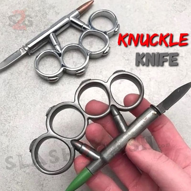Bullet Knuckles w/ Hidden Knife 7.62x54 Belt Buckle Paperweight - Gun Metal Belt Buckle - Tophatter Daily Deals