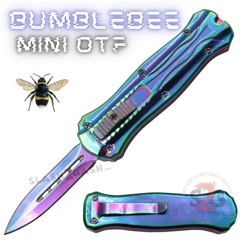 Bumblebee Mini OTF Knife Small Auto Switchblade Dagger - Asst. colors Rainbow Knife-OTF - Tophatter Daily Deals