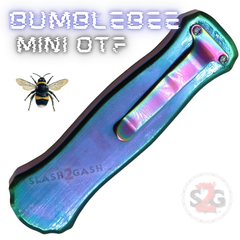 Bumblebee Mini OTF Knife Small Auto Switchblade Dagger - Rainbow Knife-OTF - Tophatter Daily Deals