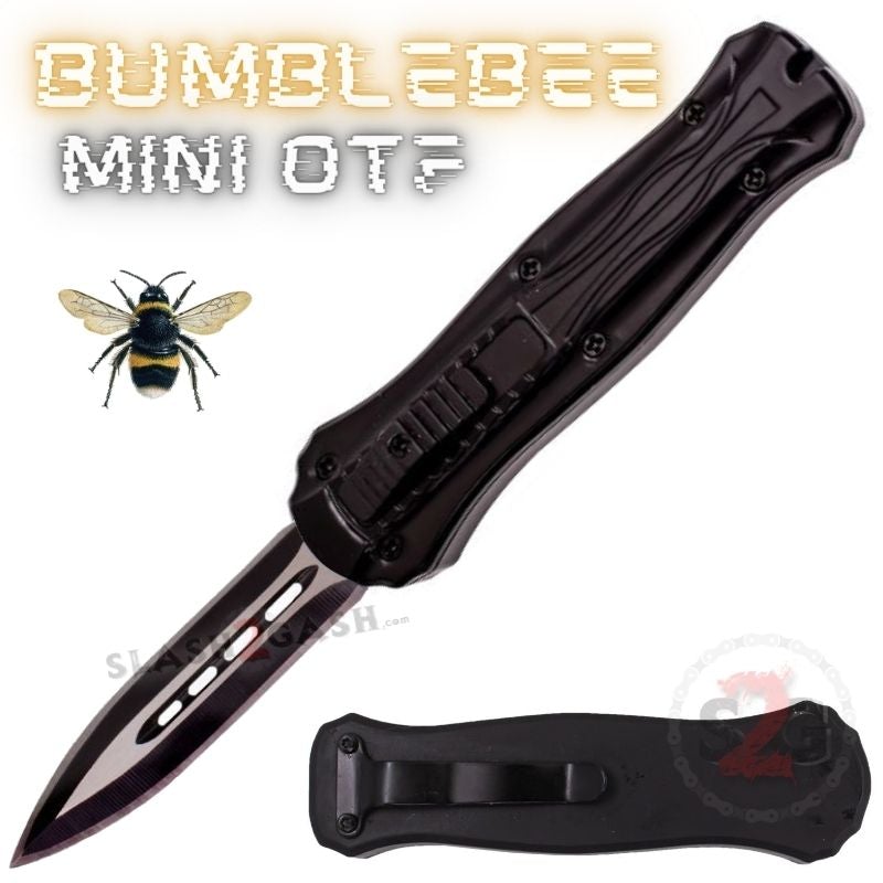 Bumblebee Mini OTF Knife Small Auto Switchblade Dagger - Black Black Knife-OTF - Tophatter Daily Deals