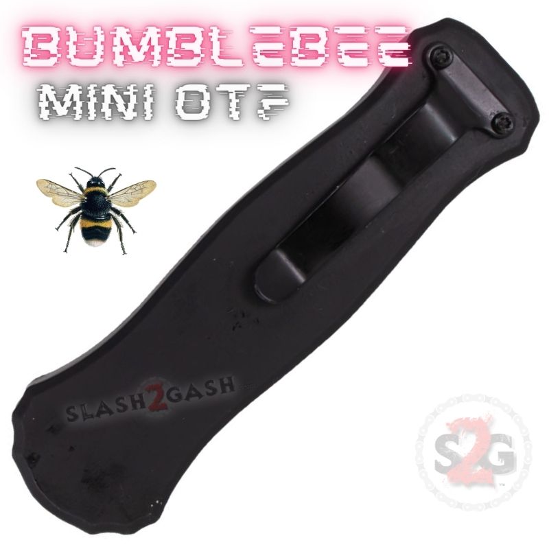 Bumblebee Mini OTF Knife Small Auto Switchblade Dagger - Black w/ Pink Knife-OTF - Tophatter Daily Deals