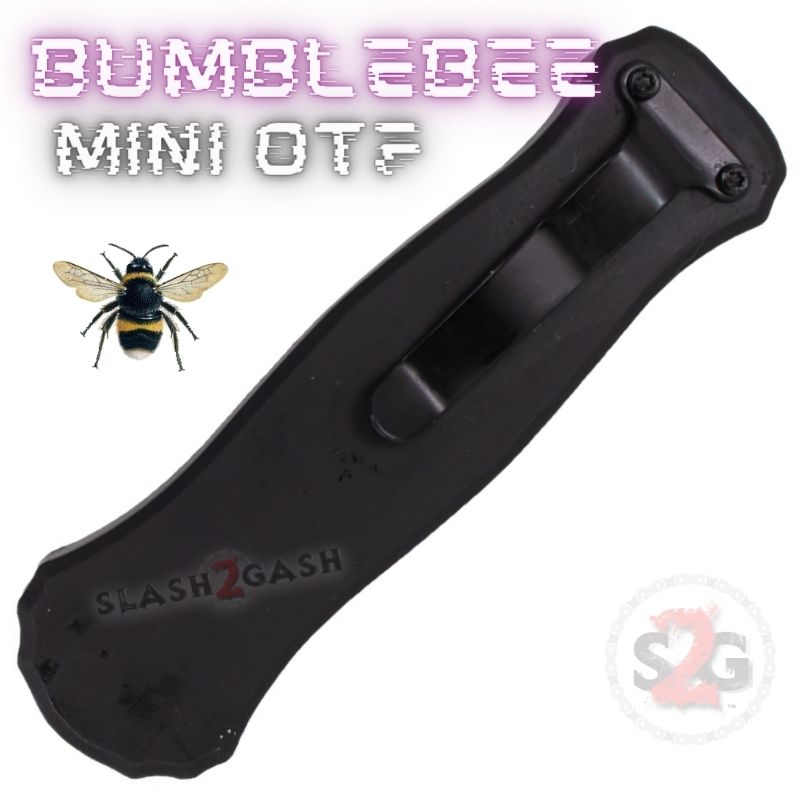 Bumblebee Mini OTF Knife Small Auto Switchblade - Black Combo Purple Knife-OTF - Tophatter Daily Deals