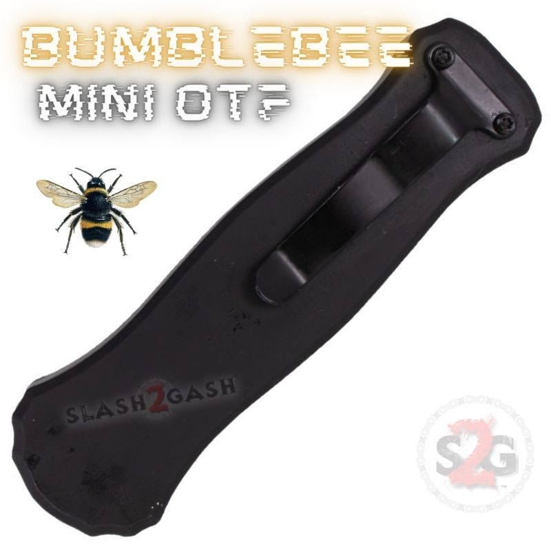 Bumblebee Mini OTF Knife Small Auto Switchblade Dagger - Black Serrated Knife-OTF - Tophatter Daily Deals