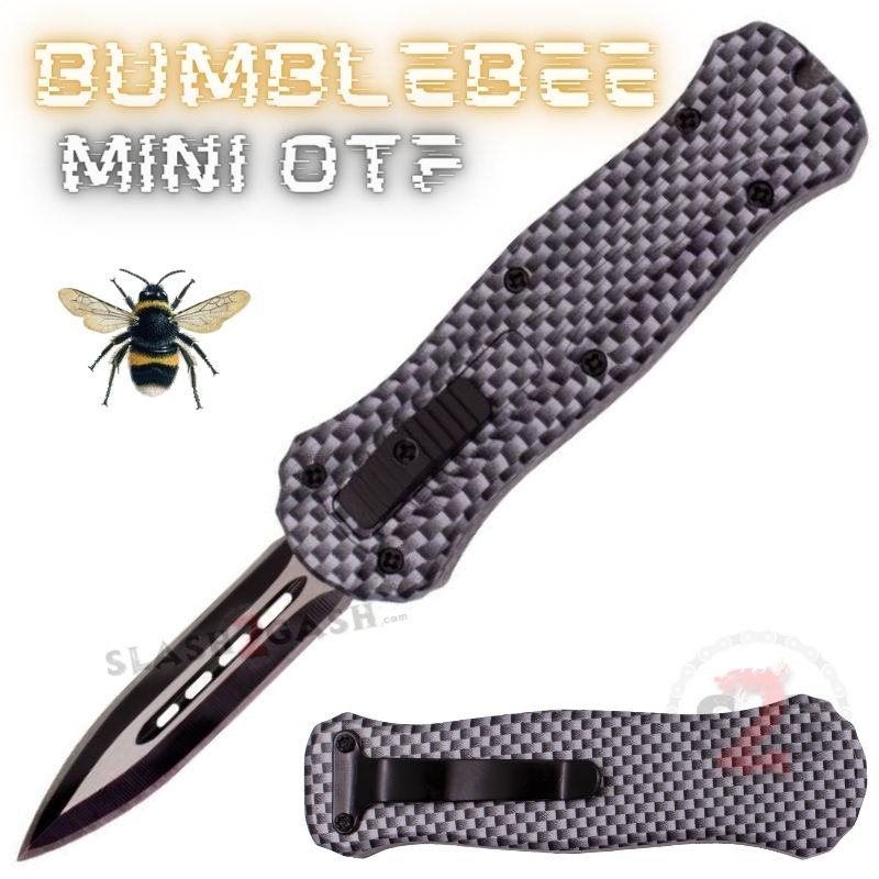 Bumblebee Mini OTF Knife Small Auto Switchblade Dagger - Asst. colors Carbon Fiber Knife-OTF - Tophatter Daily Deals