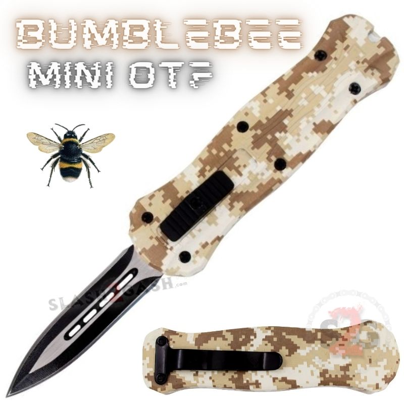 Bumblebee Mini OTF Knife Small Auto Switchblade Dagger - Asst. colors Desert Camo Knife-OTF - Tophatter Daily Deals