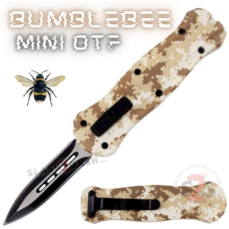 Bumblebee Mini OTF Knife Small Auto Switchblade Dagger - Desert Camo Desert Camo Knife-OTF - Tophatter Daily Deals