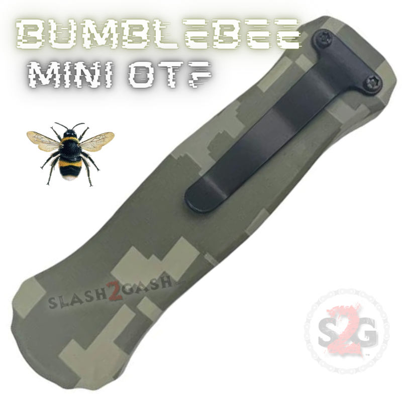 Bumblebee Mini OTF Knife Small Auto Switchblade Dagger - Green Camo Knife-OTF - Tophatter Daily Deals