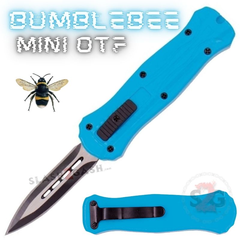 Bumblebee Mini OTF Knife Small Auto Switchblade Dagger - Asst. colors Sky Blue Knife-OTF - Tophatter Daily Deals