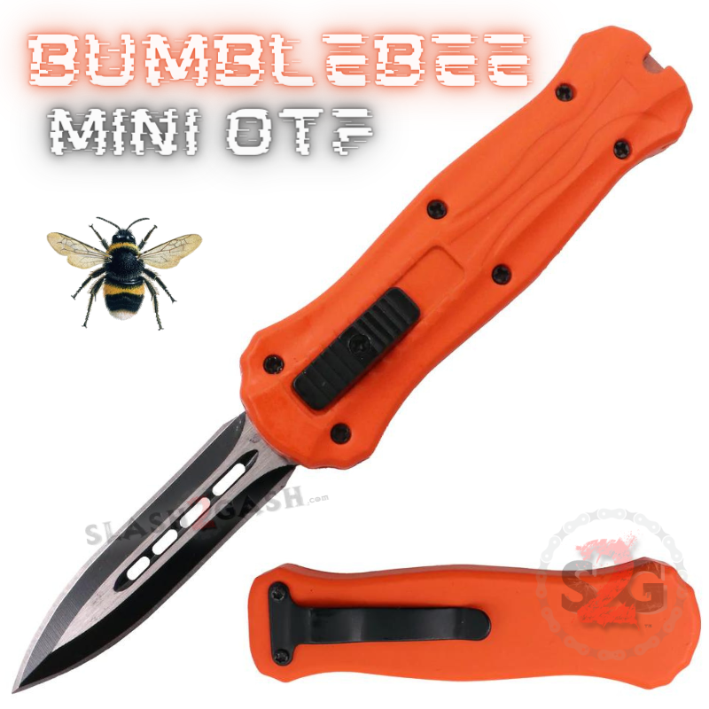 Bumblebee Mini OTF Knife Small Auto Switchblade Dagger - Asst. colors Orange Knife-OTF - Tophatter Daily Deals