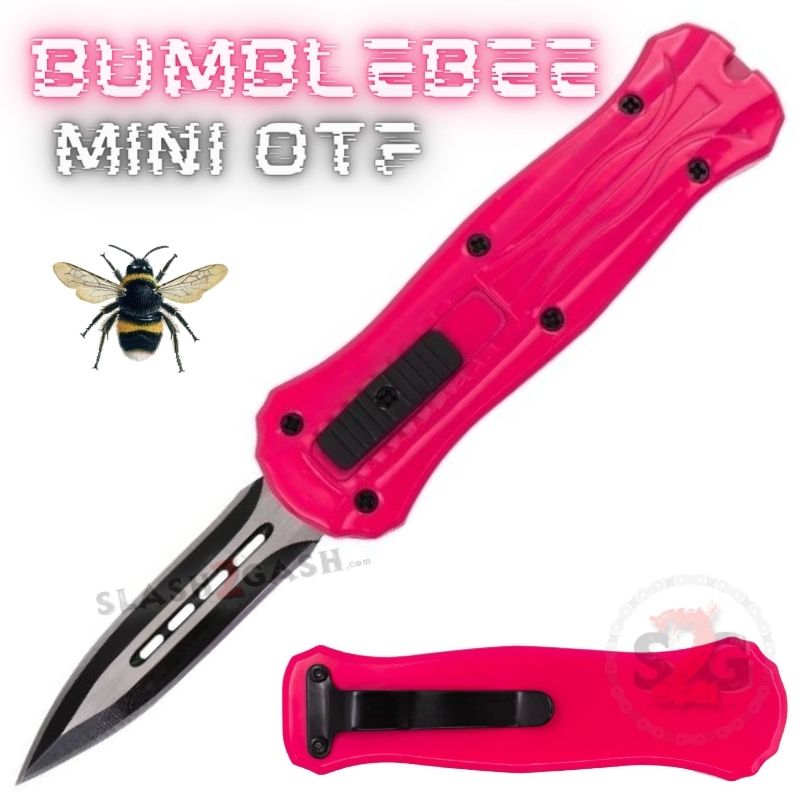 Bumblebee Mini OTF Knife Small Auto Switchblade Dagger - Pink Pink Knife-OTF - Tophatter Daily Deals