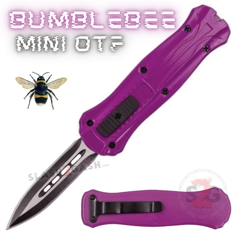 Bumblebee Mini OTF Knife Small Auto Switchblade Dagger - Asst. colors Purple Knife-OTF - Tophatter Daily Deals