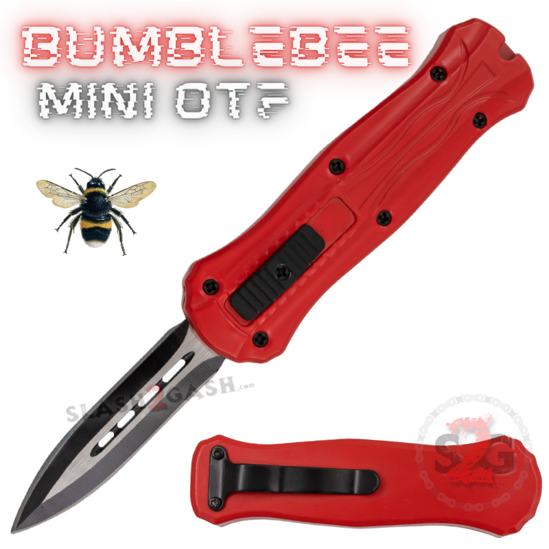 Bumblebee Mini OTF Knife Small Auto Switchblade Dagger - Red Red Knife-OTF - Tophatter Daily Deals