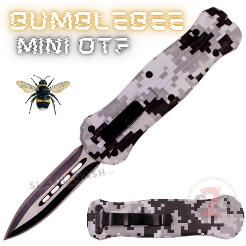 Bumblebee Mini OTF Knife Small Auto Switchblade Dagger - Asst. colors Snow Camo Knife-OTF - Tophatter Daily Deals