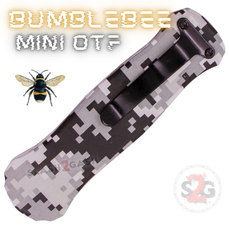 Bumblebee Mini OTF Knife Small Auto Switchblade Dagger - Snow Camo Knife-OTF - Tophatter Daily Deals
