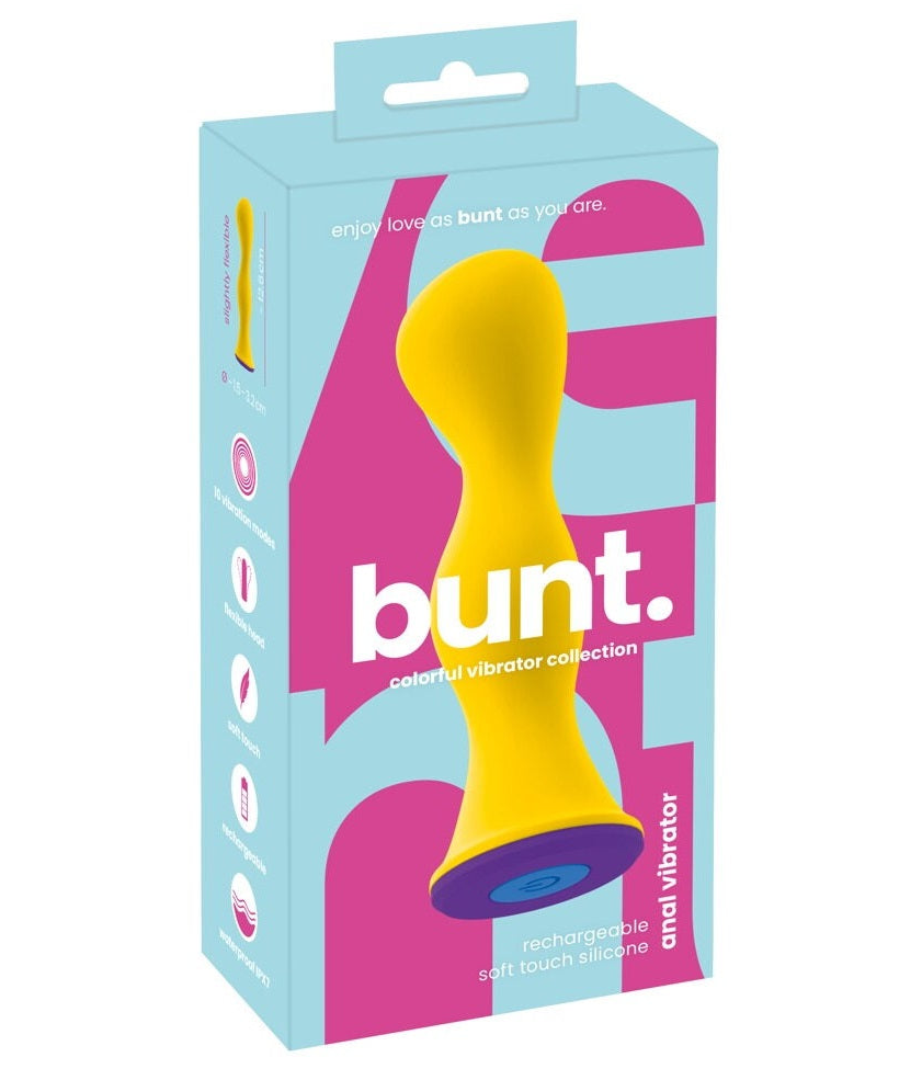 Bunt Anal Vibrator Soft Touch Silicone 12.6 cm Yellow and Purple > Anal Range > Anal Probes - Tophatter Daily Deals