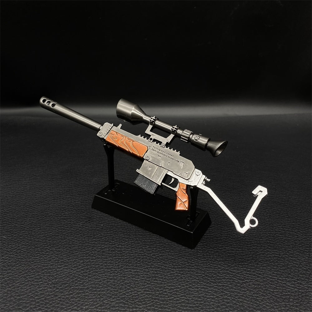 Miniature Metal Burst Assault Rifle With Telescope 17CM/6.7" Wih Metal Stand - Tophatter Daily Deals