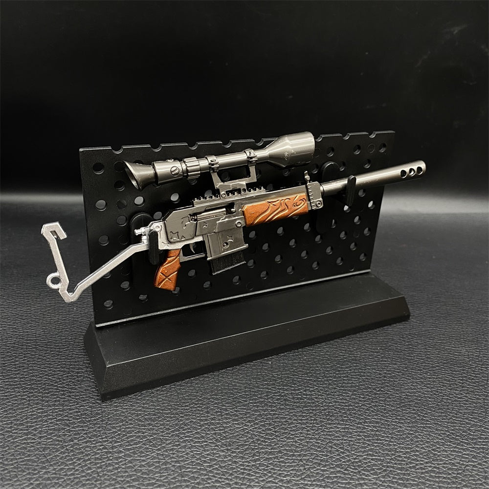 Miniature Metal Burst Assault Rifle With Telescope 17CM/6.7" Wih Plastic Stand - Tophatter Daily Deals