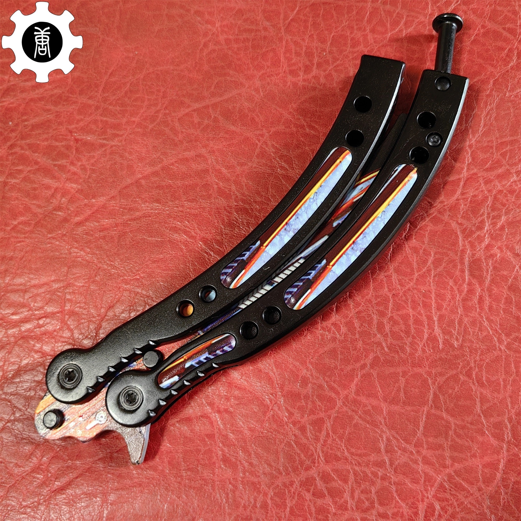 Game Butterfly Knife Atomic Power Pattern Metal Balisong - Tophatter Daily Deals