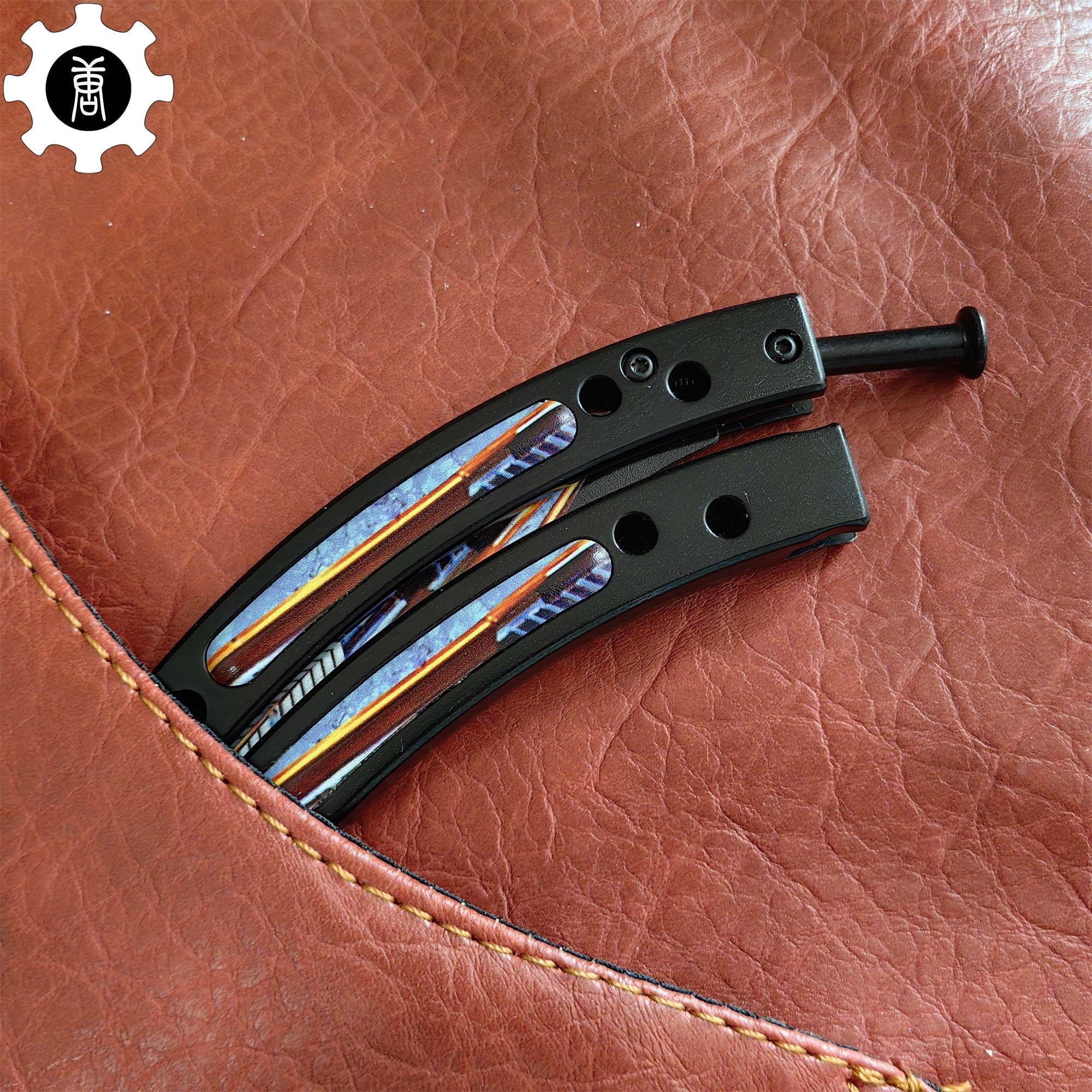 Game Butterfly Knife Atomic Power Pattern Metal Balisong - Tophatter Daily Deals