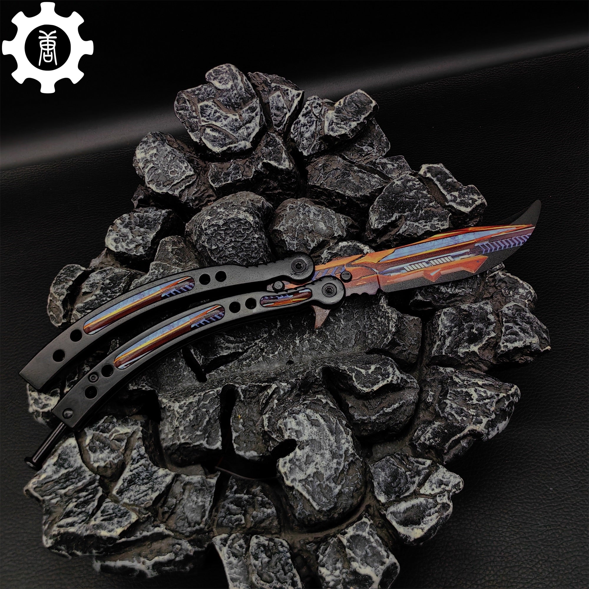 Game Butterfly Knife Atomic Power Pattern Metal Balisong - Tophatter Daily Deals