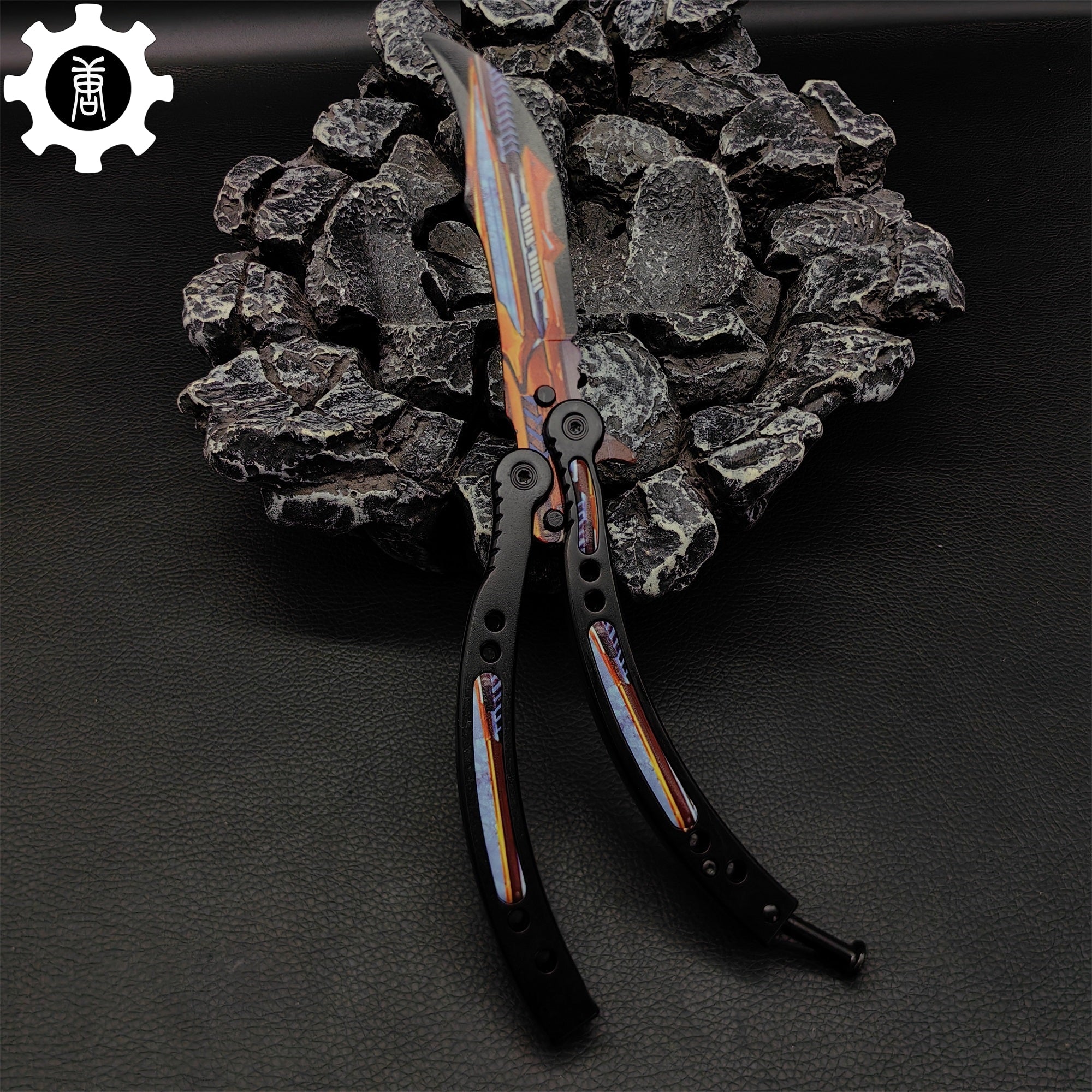 Game Butterfly Knife Atomic Power Pattern Metal Balisong - Tophatter Daily Deals