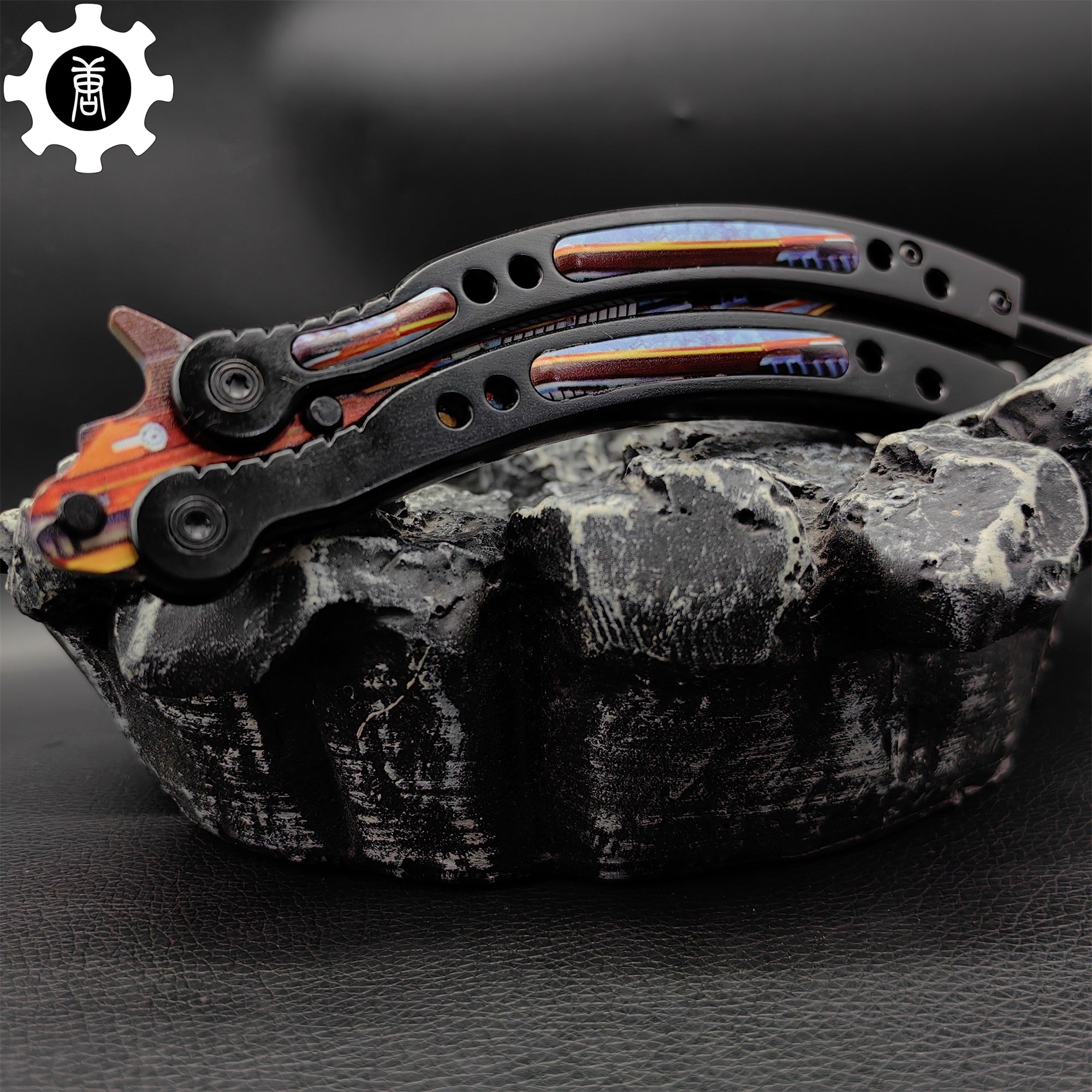 Game Butterfly Knife Atomic Power Pattern Metal Balisong - Tophatter Daily Deals