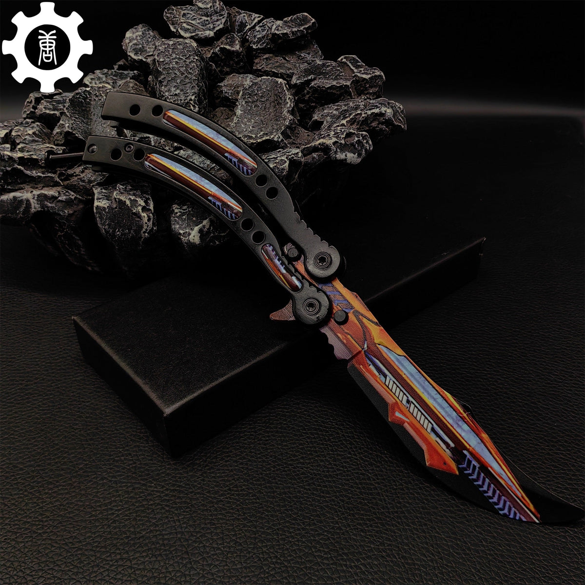 Game Butterfly Knife Atomic Power Pattern Metal Balisong - Tophatter Daily Deals