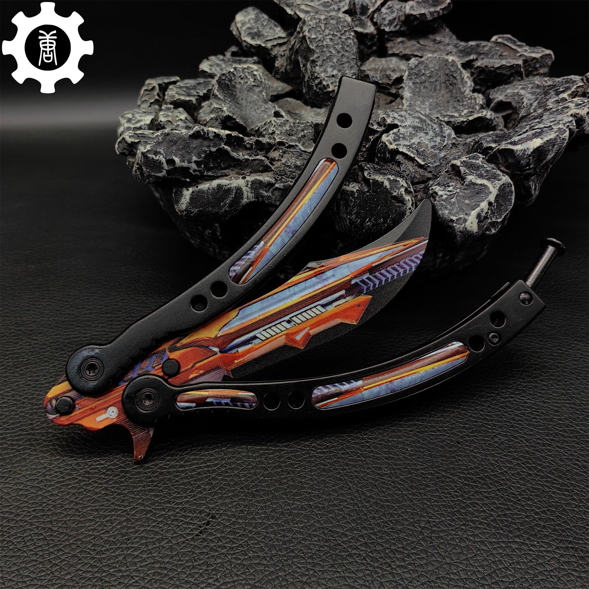 Game Butterfly Knife Atomic Power Pattern Metal Balisong - Tophatter Daily Deals