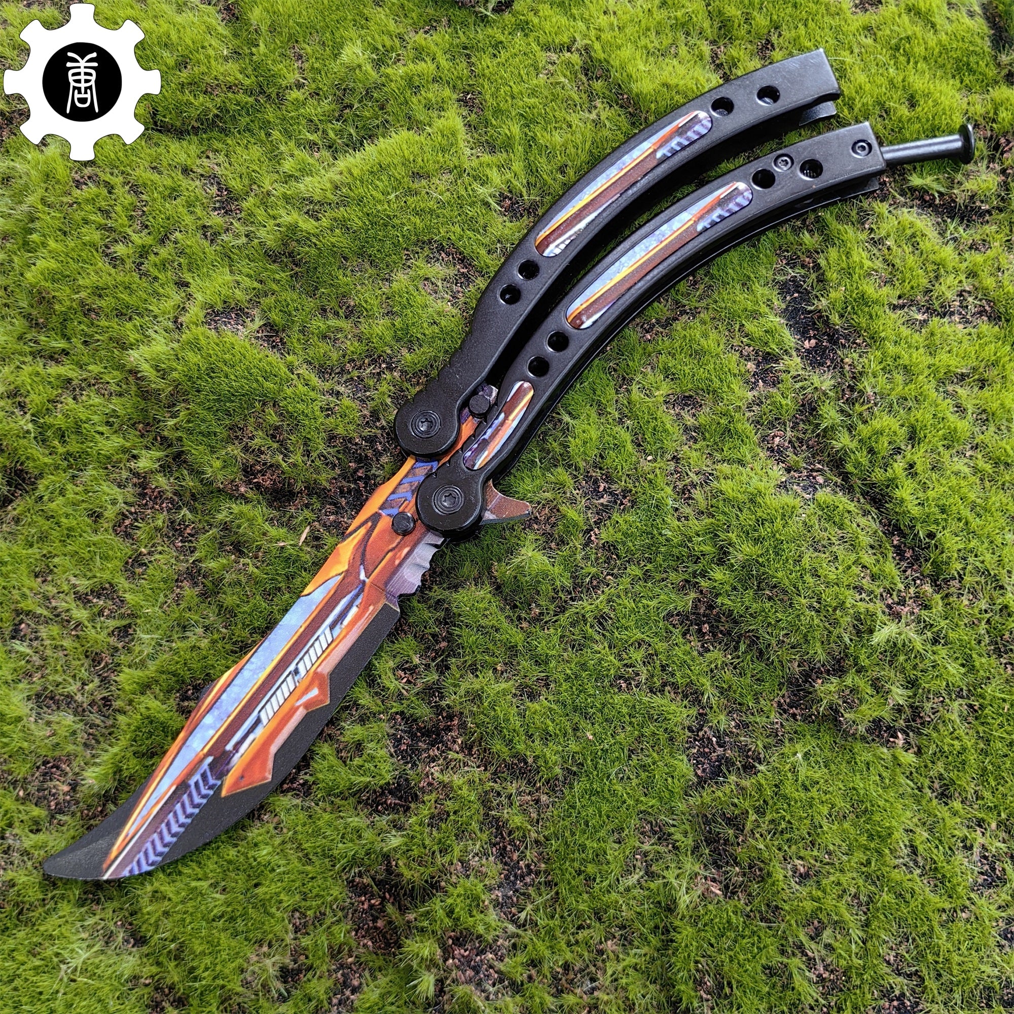 Game Butterfly Knife Atomic Power Pattern Metal Balisong - Tophatter Daily Deals