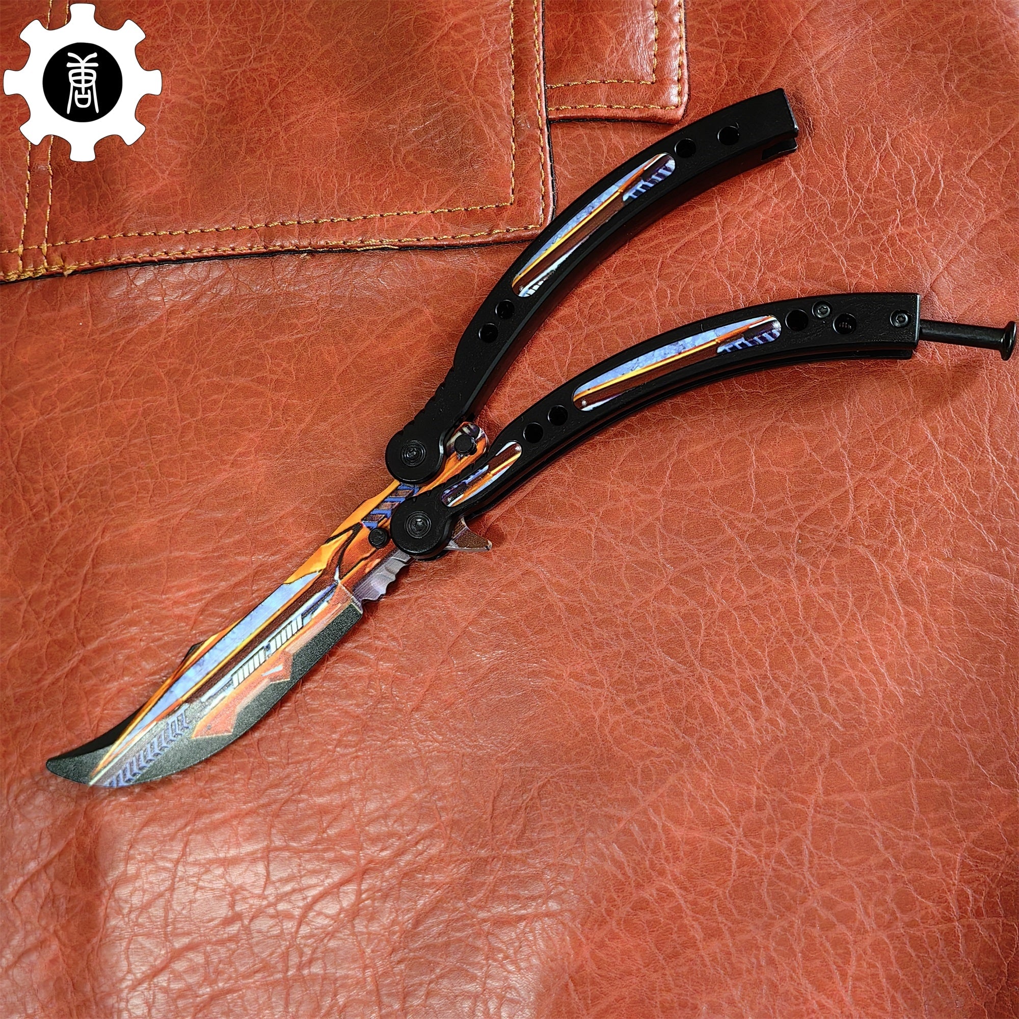 Game Butterfly Knife Atomic Power Pattern Metal Balisong - Tophatter Daily Deals