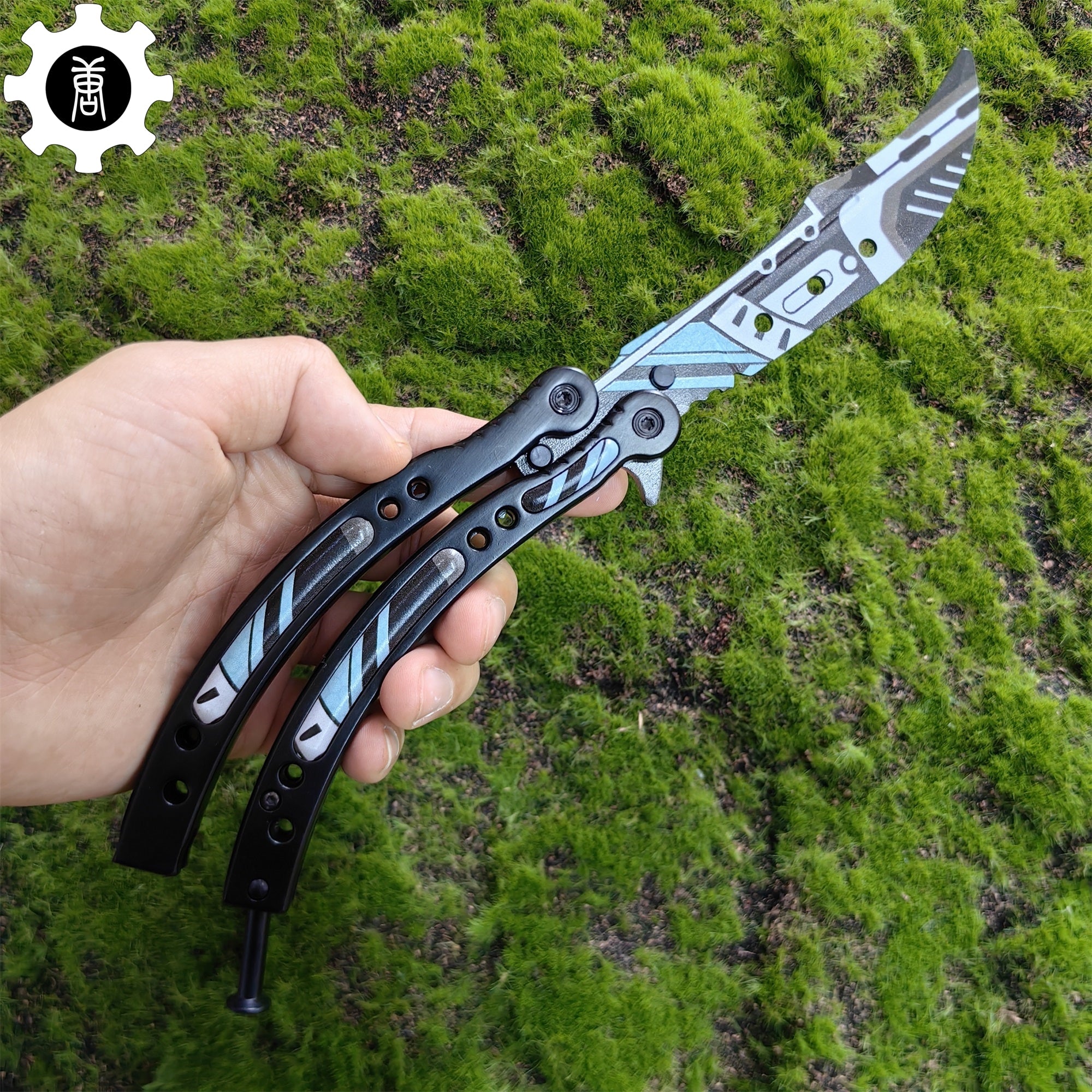 Metal Butterfly Knife Vulcan Pattern Balisong Game Prop - Tophatter Daily Deals