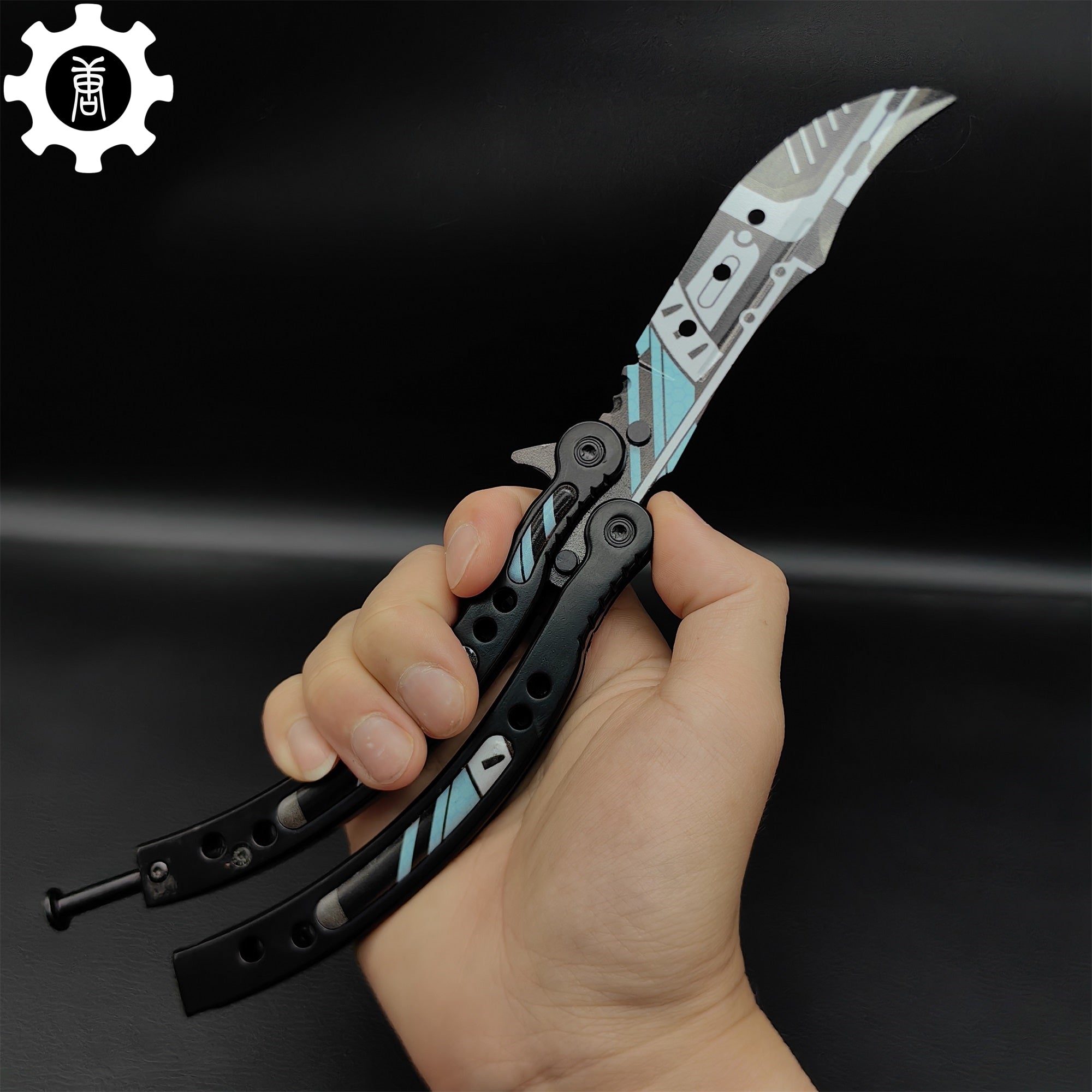 Metal Butterfly Knife Vulcan Pattern Balisong Game Prop - Tophatter Daily Deals