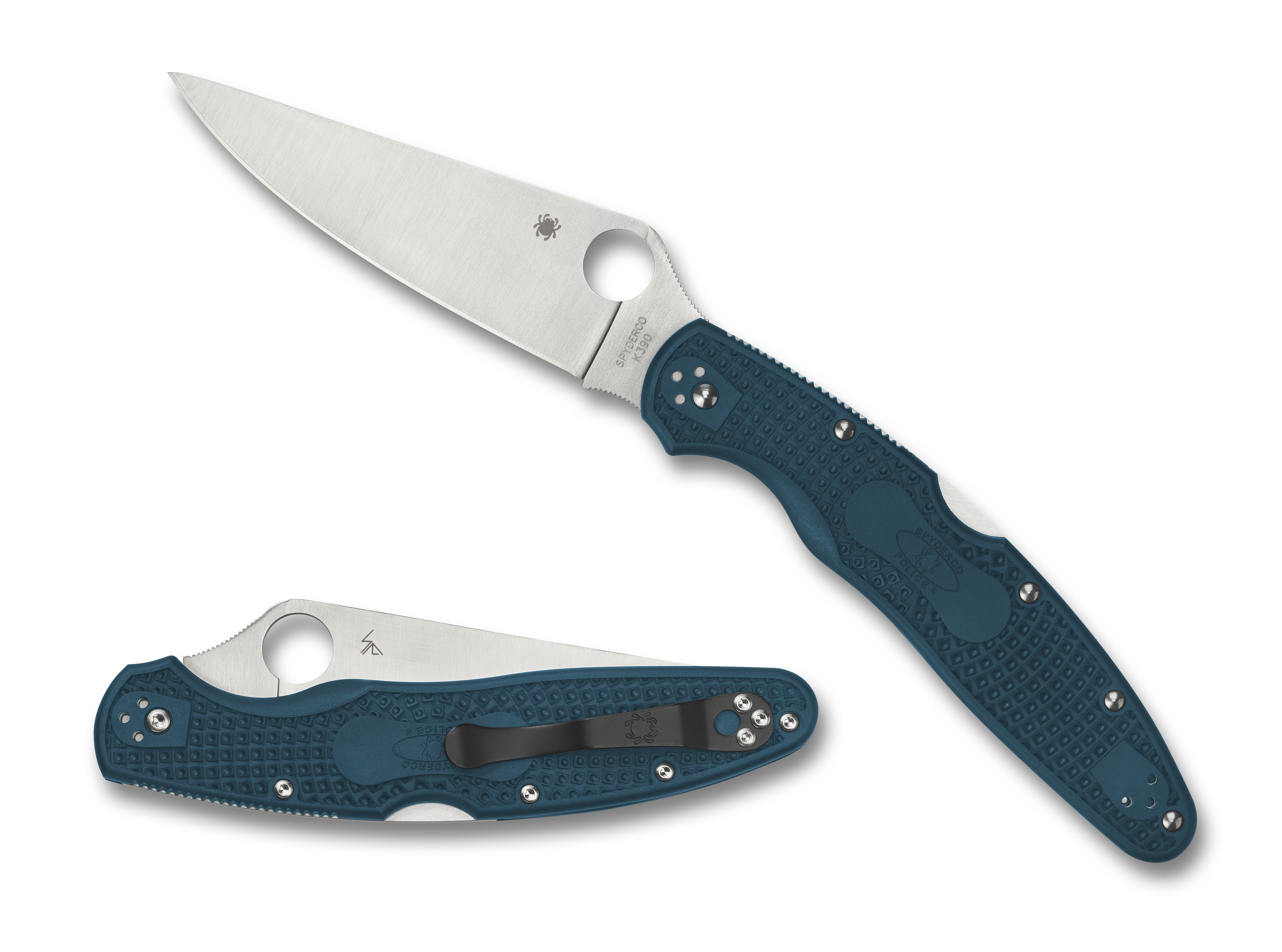 Spyderco Police 4 Lightweight - Blue FRN Handle - K390 Blade - C07FP4K390 Knives - Tophatter Daily Deals