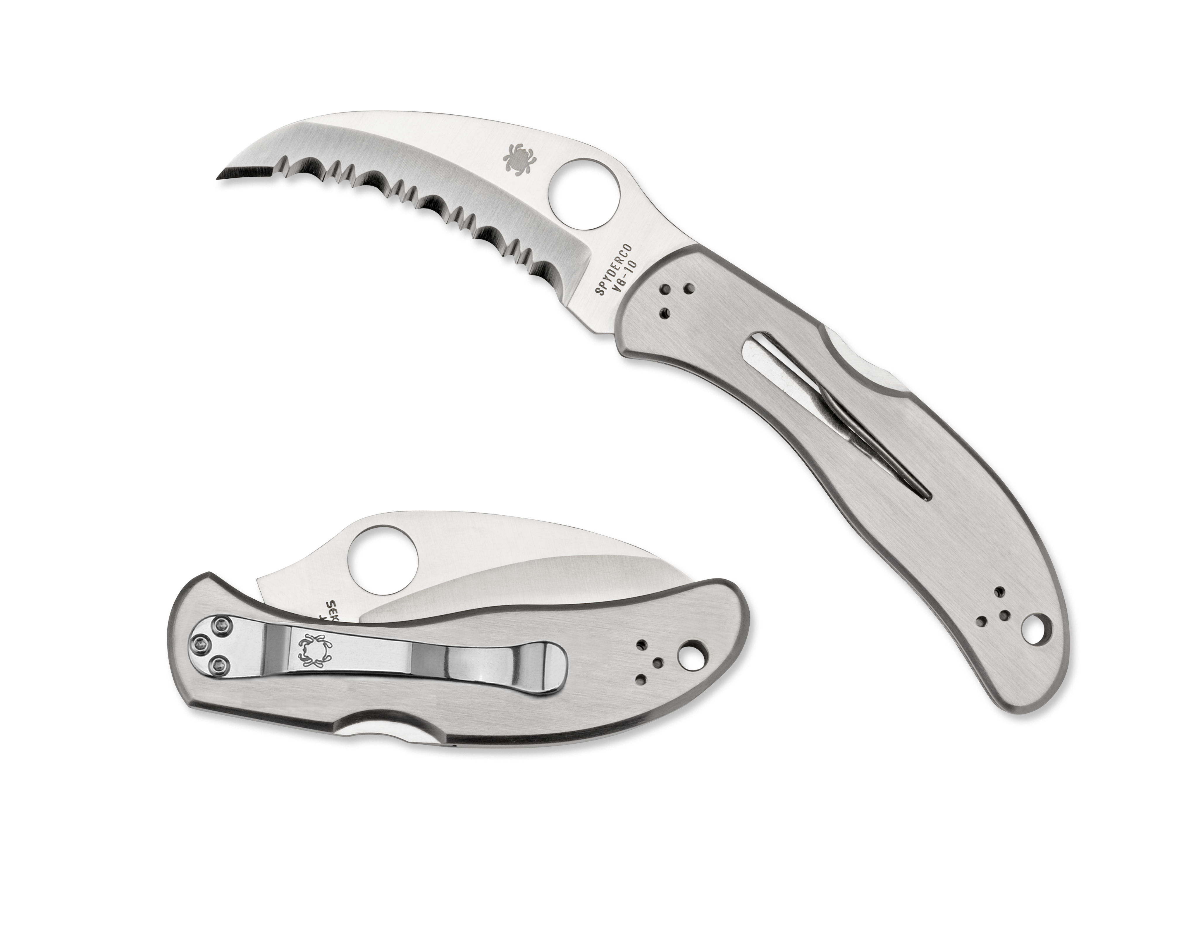 Spyderco Harpy - Stainless Handle - VG-10 Blade - C08S Knives - Tophatter Daily Deals