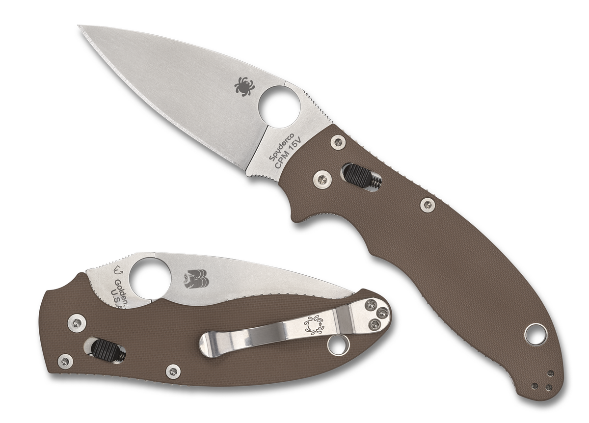 Spyderco Manix 2 - Brown G10 - CPM-15V - Sprint Run - C101GPBN15V2 Collectors - Tophatter Daily Deals