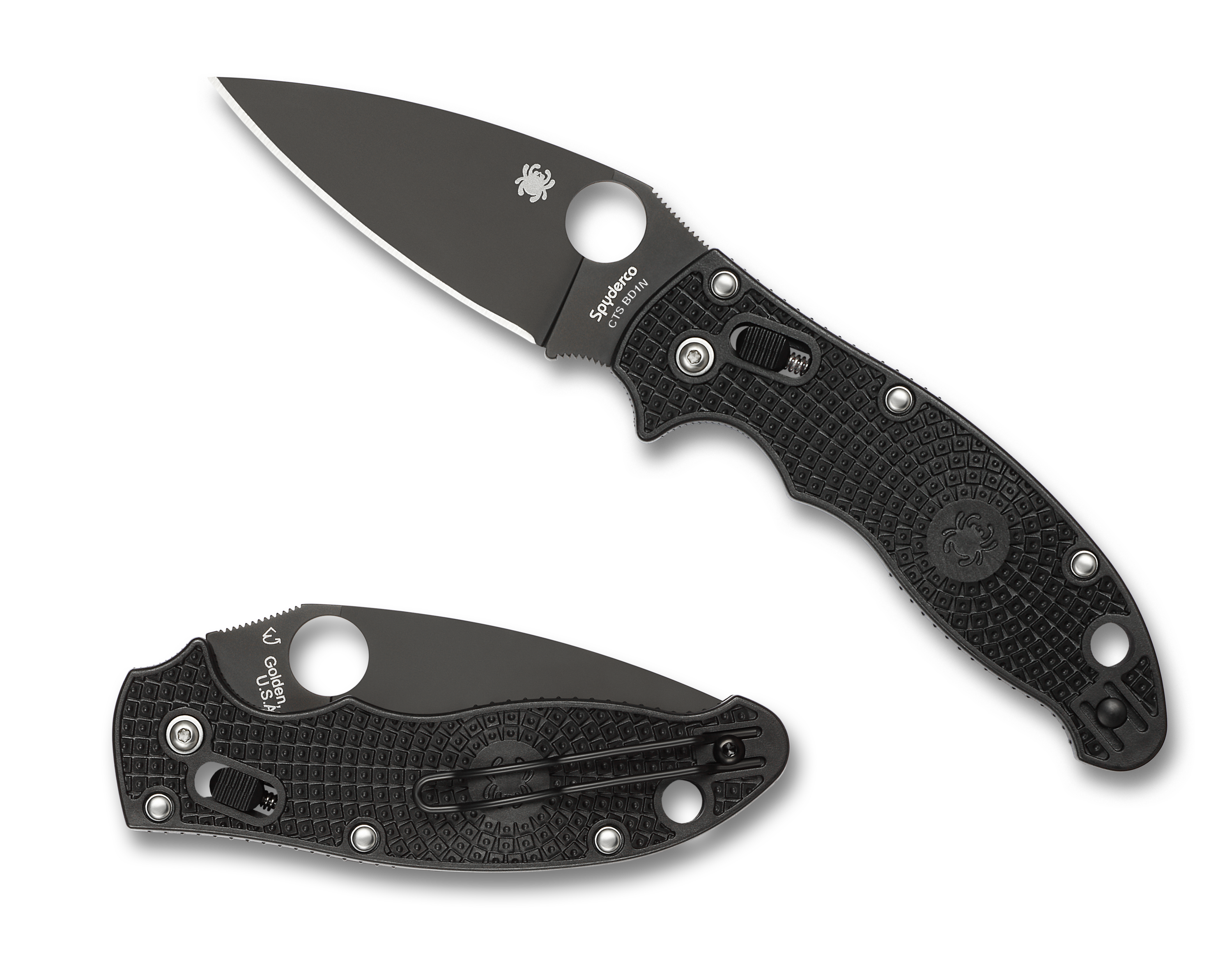 Spyderco Manix 2 Lightweight - Black FRN - CTS-BD1 Steel - C101PBBK2 Knives - Tophatter Daily Deals
