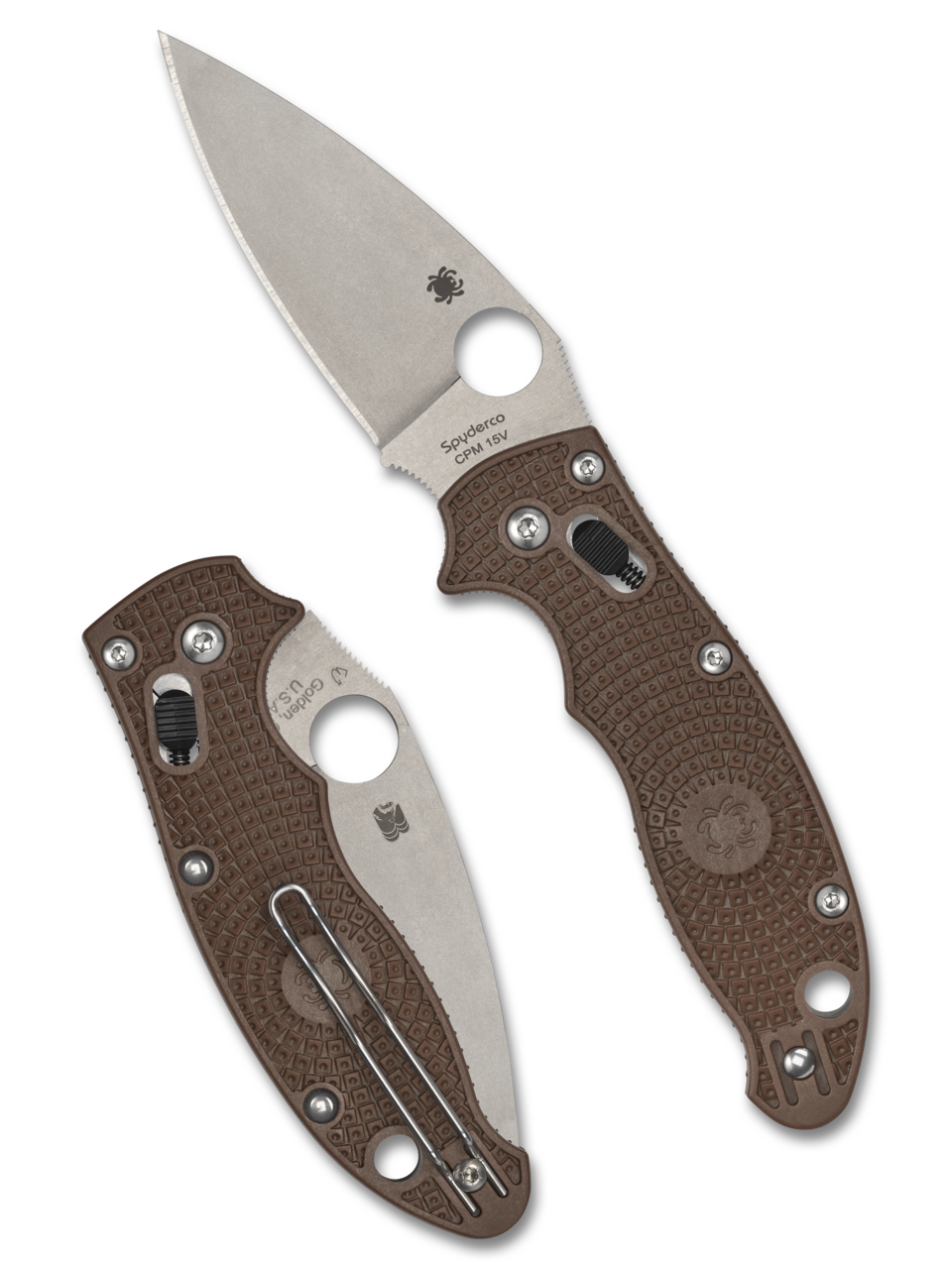 Spyderco Manix 2 Lightweight - Brown FRN - CPM-15V - Sprint Run - C101PBN15V Knives - Tophatter Daily Deals