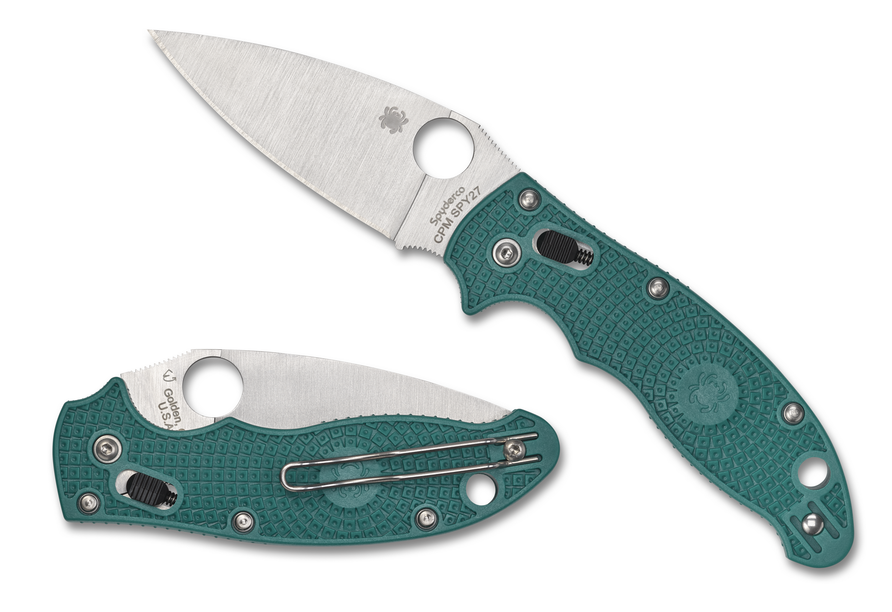 Spyderco Manix 2 Lightweight - CPM-SPY27 Blade - Mineral Blue FRCP Handle - C101PCBL2 Knives - Tophatter Daily Deals