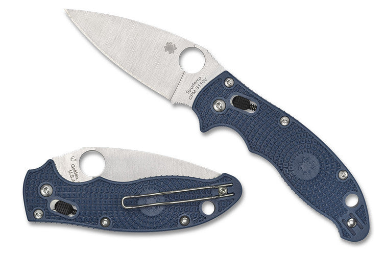 Spyderco Manix 2 Lightweight - Dark Blue FRCP Handle - Satin S110v Plain Blade - C101PDBL2 Folding Knives - Tophatter Daily Deals