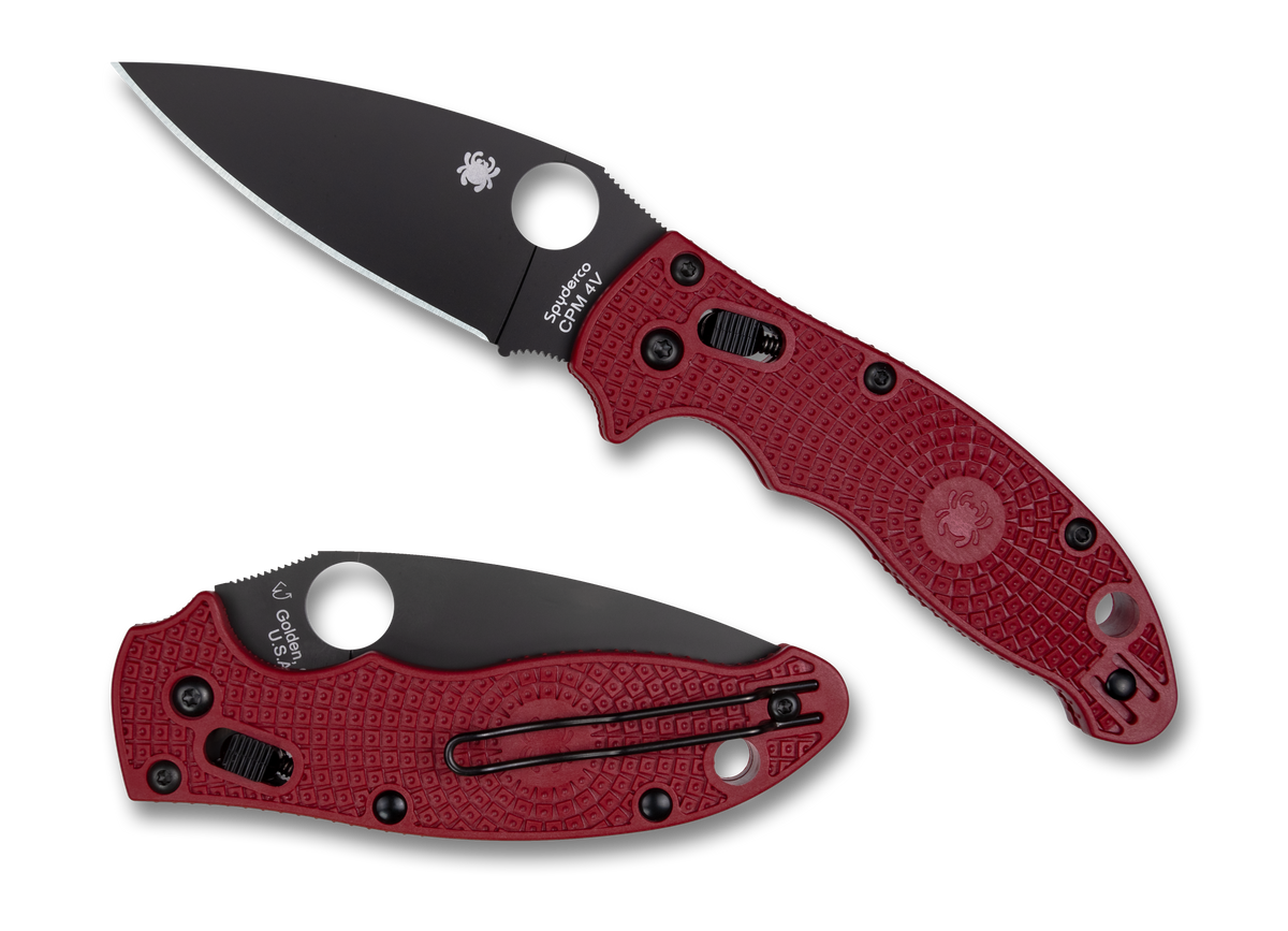 Spyderco Manix 2 Lightweight - Red FRN - Black CPM-4V Blade - St. Nick's Knives Exclusive - C101PRDBK2 Knives - Tophatter Daily Deals