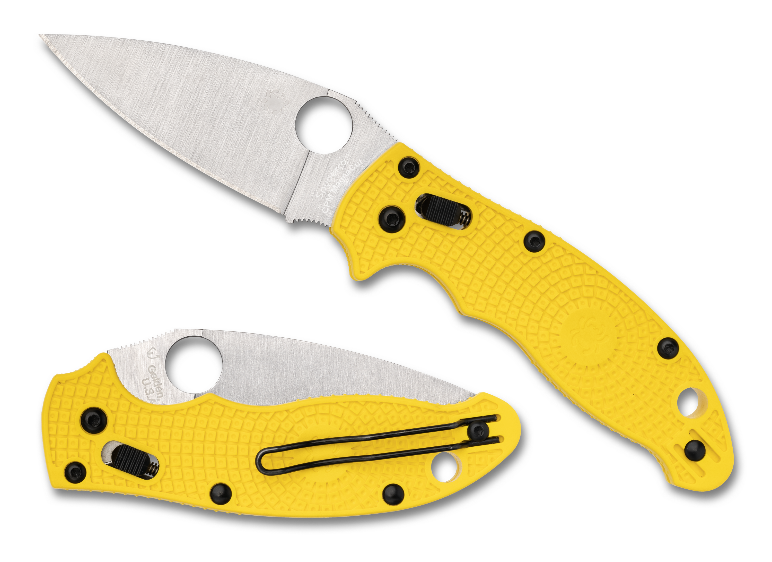 Spyderco Manix 2 Lightweight Salt - Yellow Lightweight FRCP - CPM MagnaCut - C101PYL2 Knives - Tophatter Daily Deals
