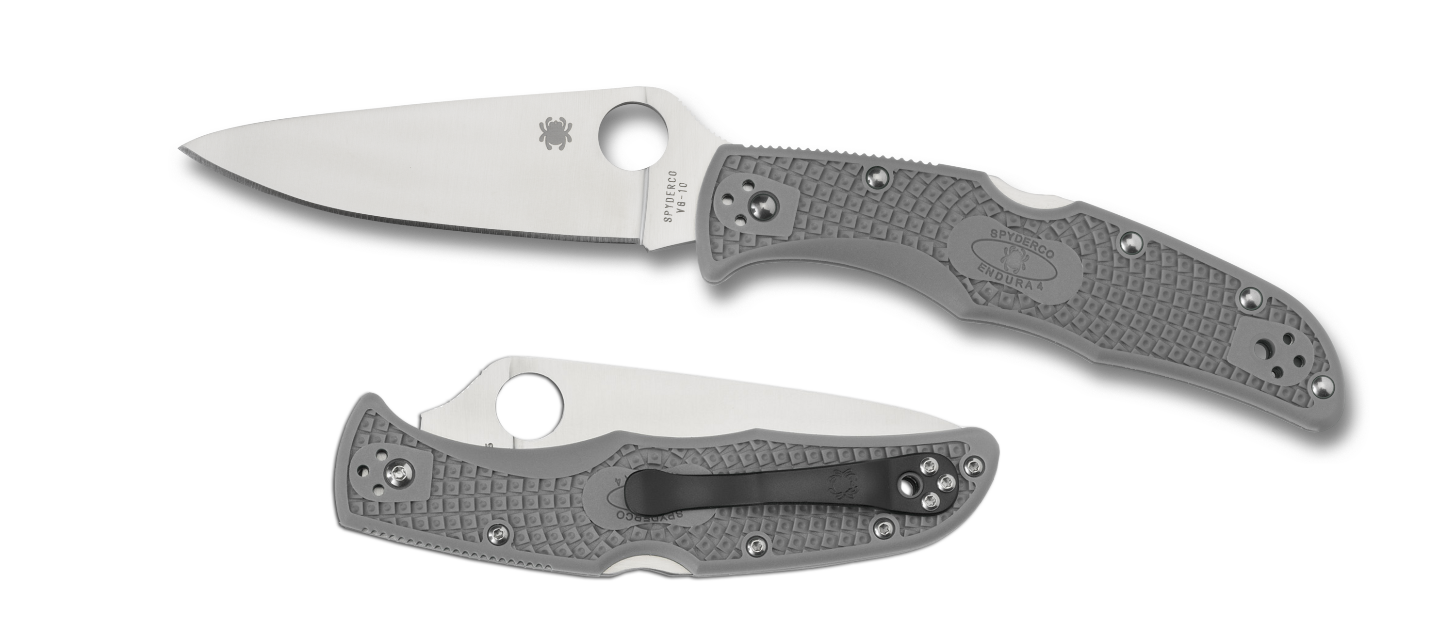 Spyderco Endura 4 - Gray FRN - Plain Edge - C10FPGY Knives - Tophatter Daily Deals