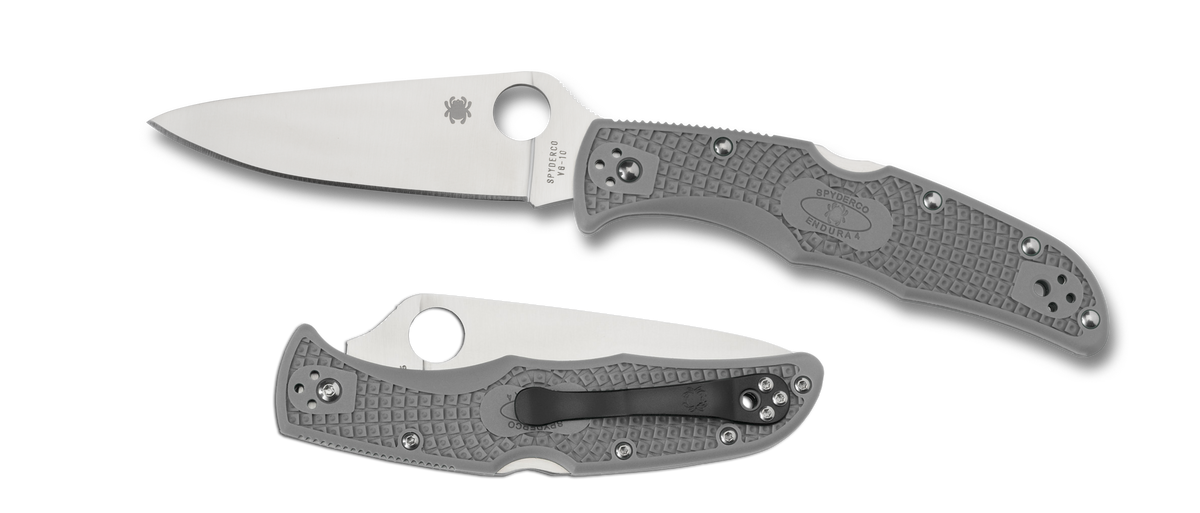 Spyderco Endura 4 - Gray FRN - Plain Edge - C10FPGY Knives - Tophatter Daily Deals