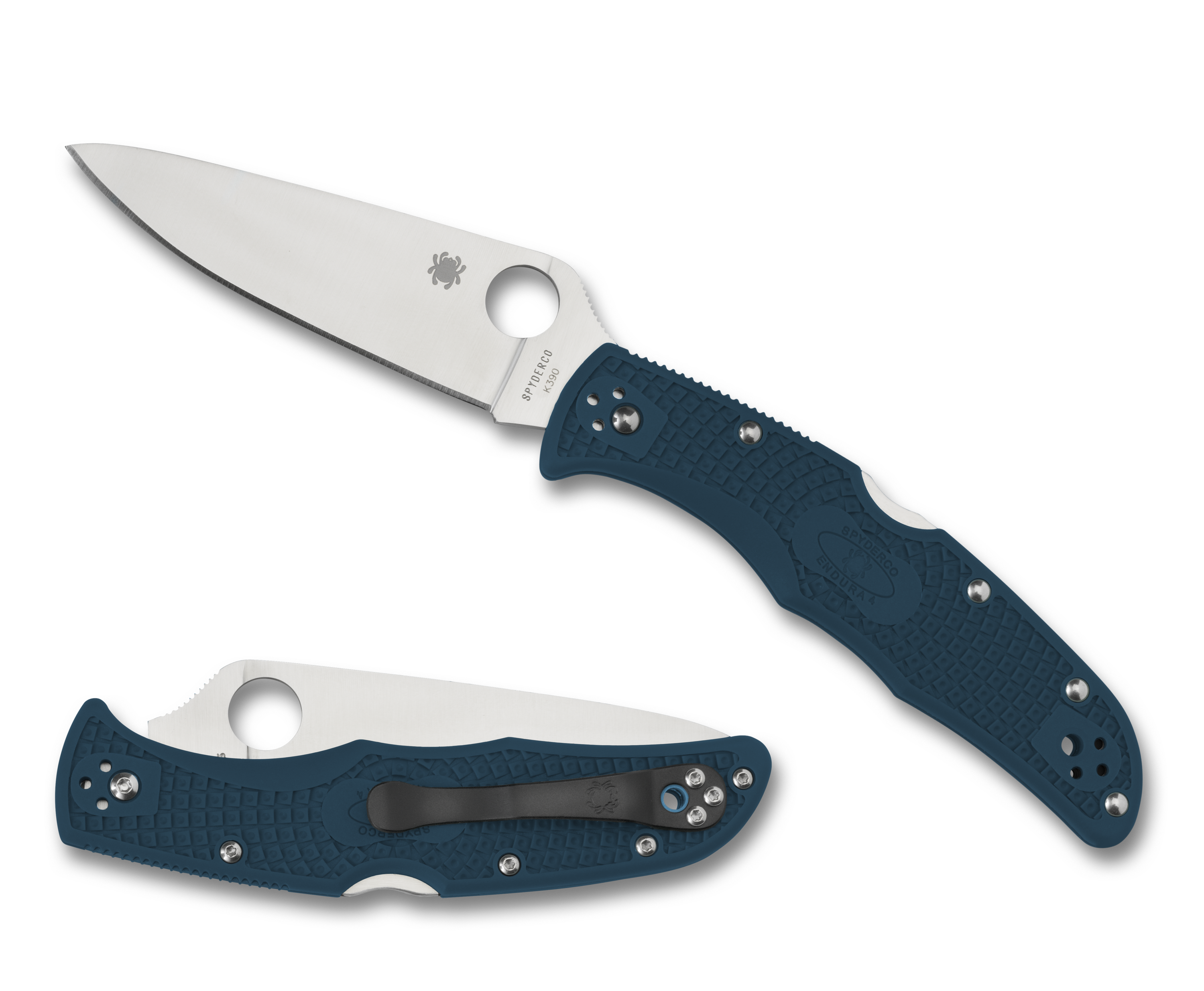 Spyderco Endura 4 - K390 - Plain Edge - Blue FRN - C10FPK390 Knives - Tophatter Daily Deals