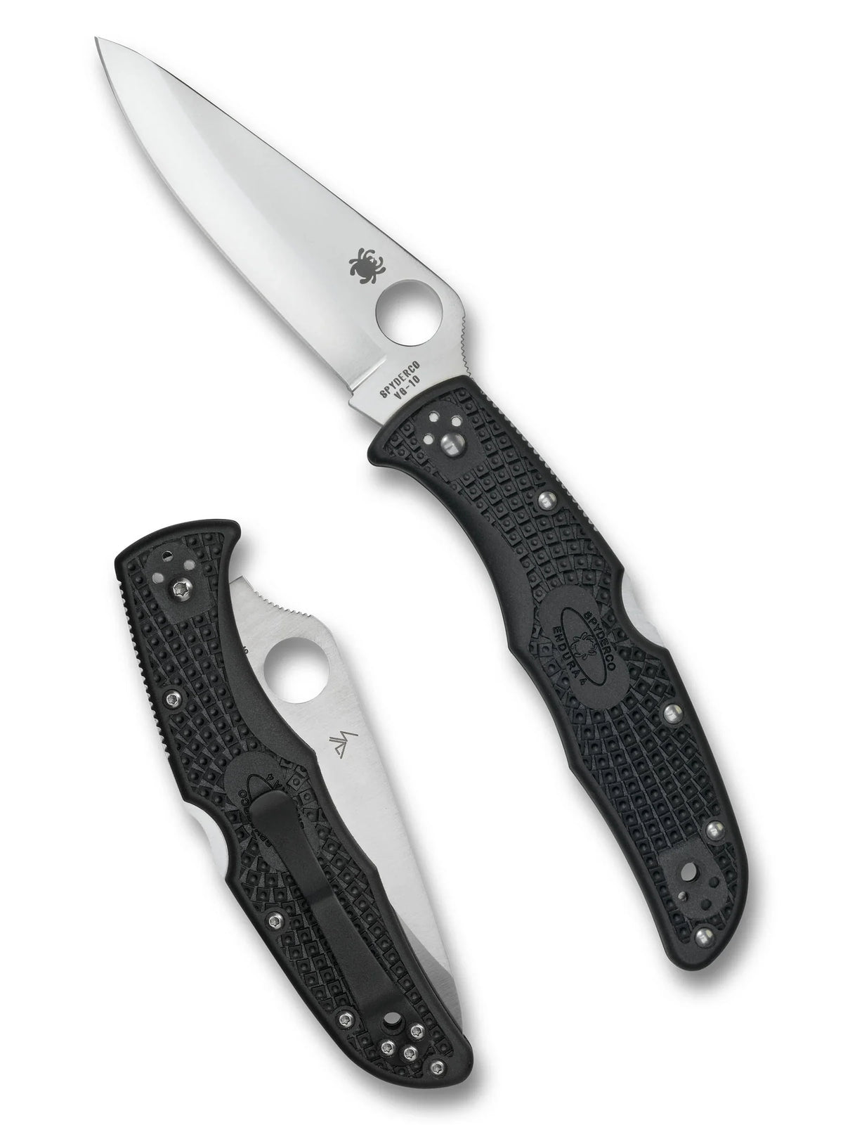 Spyderco Endura 4 - Black FRN Handles - Satin Plain VG10 Blade - C10PBK Folding Knives - Tophatter Daily Deals