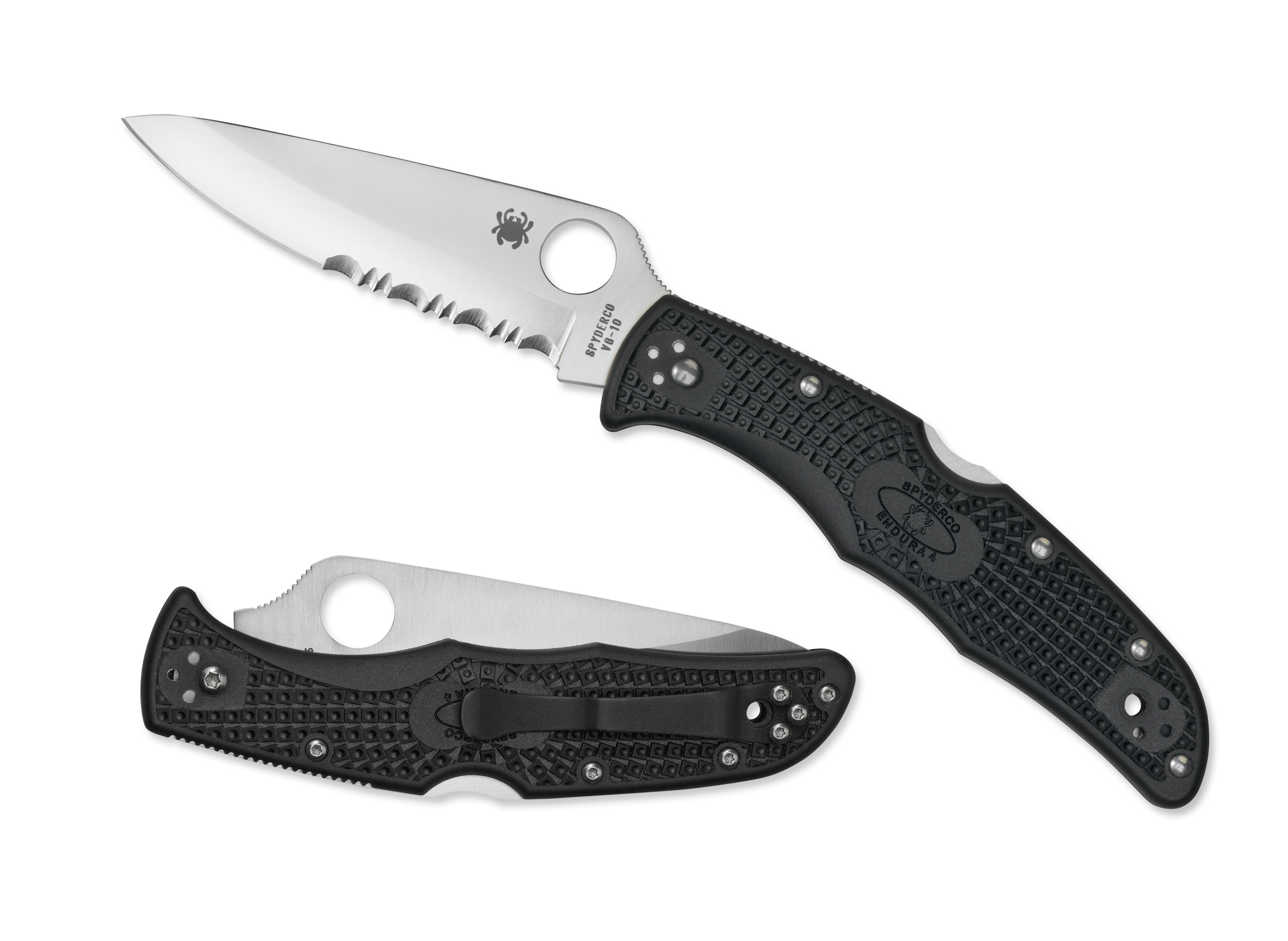 Spyderco Endura 4 - Black FRN - Combo Edge - C10PSBK Knives - Tophatter Daily Deals